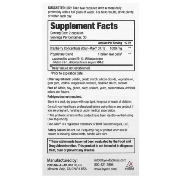 Kyolic Kyo-Dophilus Cran+ Probiotic ����������� ������� 