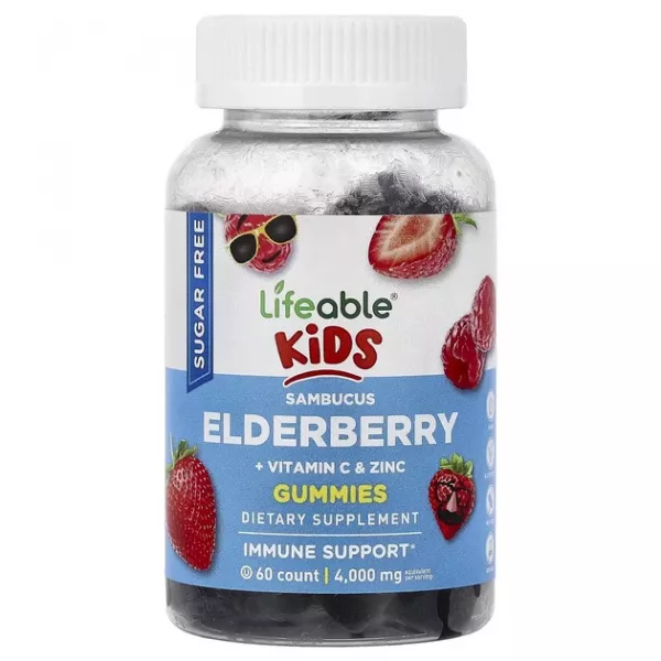 Lifeable Kids Sambucus Elderberry + Vitamin C & Zinc Gummies ����������� �������� ��� ����� �� 4 ���, � ������� ������