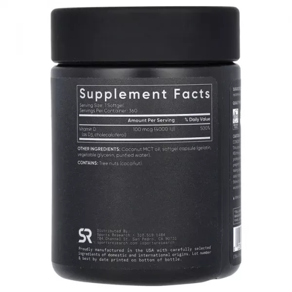 Sports Research Vitamin D3 Double Strenght 4000IU ����������� ������� 