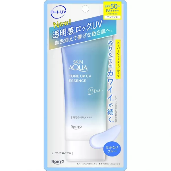 Rohto Skin Aqua Tone Up UV Essence Blue SPF50+/PA++++ �������������� ���������� �������� � ������� �������� SPF50+