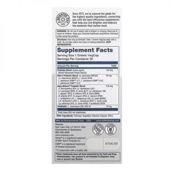 Solaray Mycrobiome Complete Probiotic Men's �������� ��� ����������� ��������� ���������� ��������� ��� ������