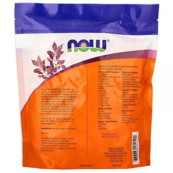 Now Foods Single "0" Gelatin Caps ������� ��������� �������, ����� 