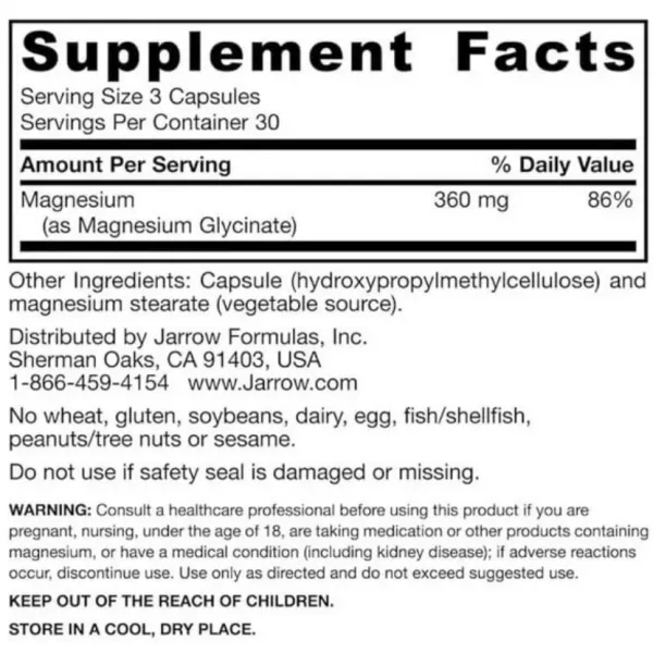 Jarrow Formulas Magnesium Glycinate ����������� ������� 