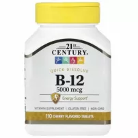 21st Century Vitamin B-12  5000 mcg Cherry Flavored ����������� ������� "������� B12" 5000 ��� �� ������ �����
