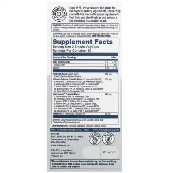 Solaray Mycrobiome Complete Probiotic Ultimate Potency ���������� 䳺����� �������