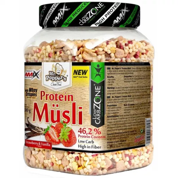 Amix Mr.Popper's Low Carb Protein Musli Strawberry & Vanilla ����������� ����� 