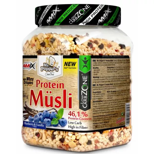 Amix Mr.Popper's Low Carb Protein Musli Blueberry & Vanilla ����������� ����� 