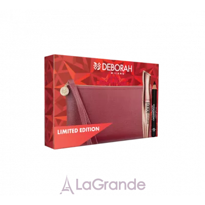Deborah A Touch Of Red Pochette  ( 24 Ore Instant Maxi Volume + - Eyeshadow & Kajal Pencil 01 + )