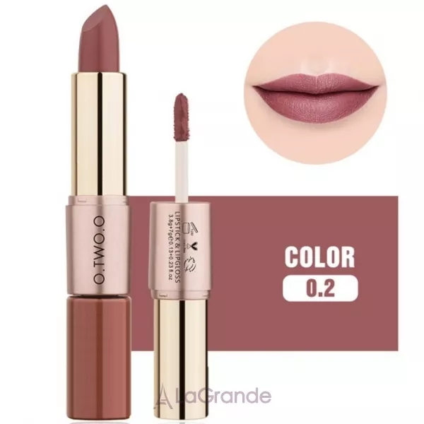 O.TWO.O Move Heart Long-wearing 2-in-1 Matte Lipgloss & Lipstick ������� ������ � ����� ��� ��� 2�1