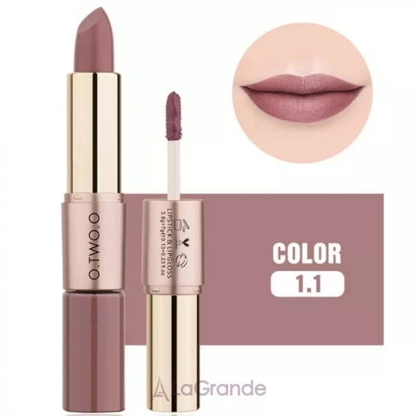 O.TWO.O Move Heart Long-wearing 2-in-1 Matte Lipgloss & Lipstick ������� ������ � ����� ��� ��� 2�1