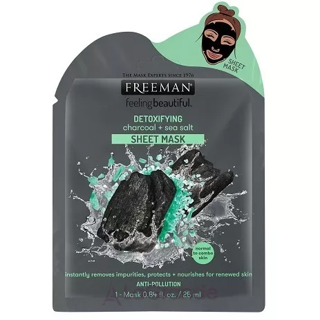 Freeman Feeling Beautiful Detoxifying Charcoal + Sea Solt Sheet Mask �������� ����� 