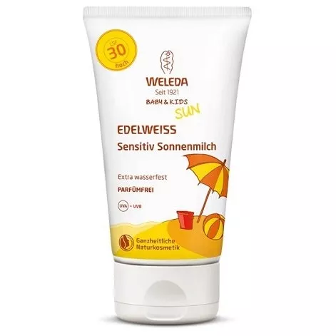 Weleda Sun Edelweiss Sensitiv Sonnenmilch SPF30 ������� �������������� ������� ��� �������������� ����