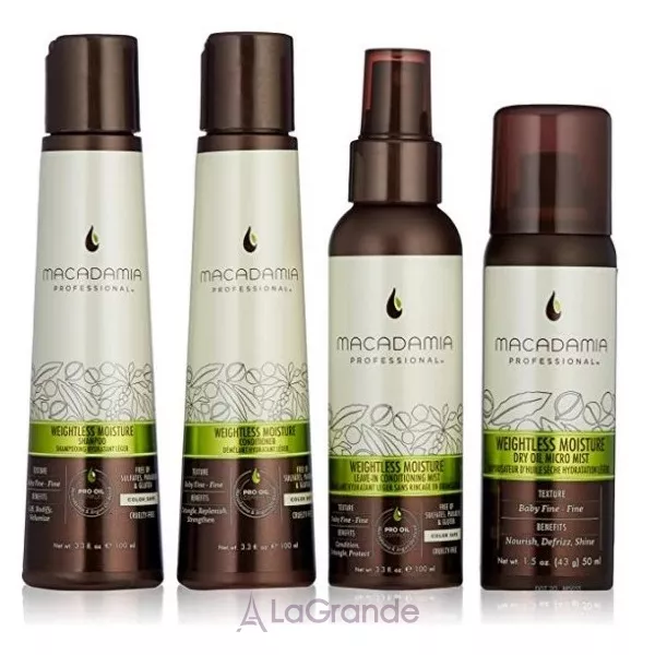Macadamia Natural Oil Professional Weightless Moisture Travel Kit ���� ��� ������� ������� (������� 100 �� + ����������� 100 �� + �����������-����� 100 �� + ���� ��� 50 ��)