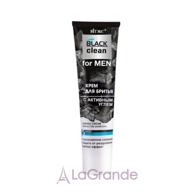  Black Clean For Men Shaving Cream With Active Charcoal      