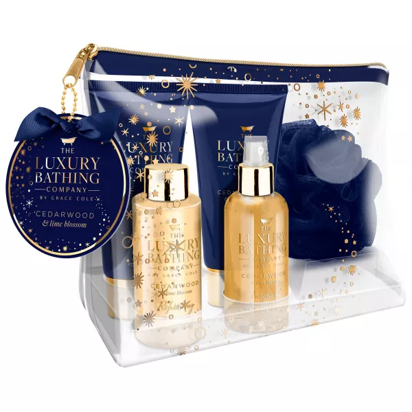 Grace Cole The Luxury Bathing Cedarwood & Lime Blossom Ultimate Radiance ���� (b/wash 150ml+b/cream 150ml+b/foam 100ml+b/mist 100ml+sponge+bag)