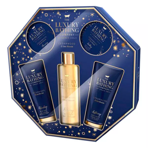 Grace Cole The Luxury Bathing Cedarwood & Lime Blossom Glowing Delights ���� (b/wash/150 ml+b/cream/150 ml+b/foam/250 ml+soap/100 g+bath/caviar/80 g)