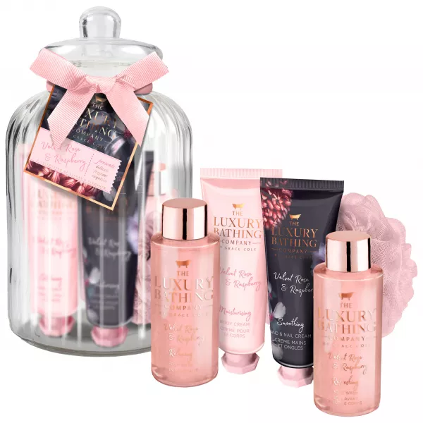 Grace Cole The Luxury Bathing Velvet Rose & Raspberry Rich Pleasures ���� (sh/gel/100ml+bath/f/100ml+b/cr/50ml+h/cr/50ml+sponge)
