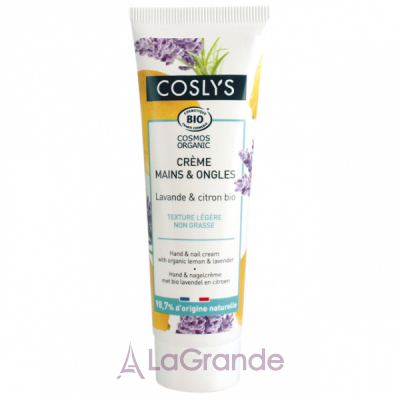 Coslys Hand & Nail Cream with Organic Lemon & Lavander       