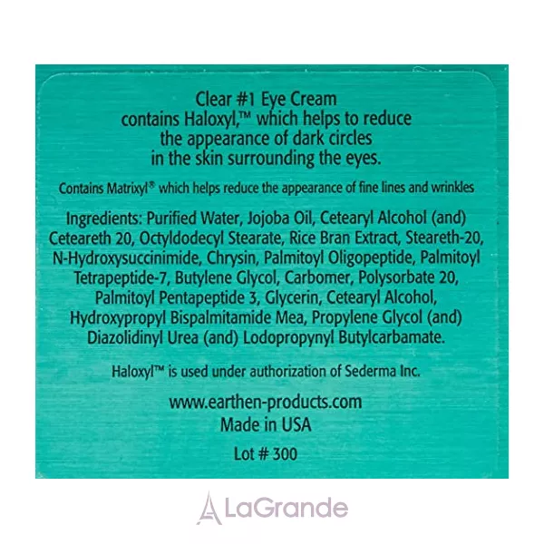 Earthen Anti-Aging Clear #1 Eye Cream with Haloxyl ���� ��� ���� ������ ���� �� ������ ������