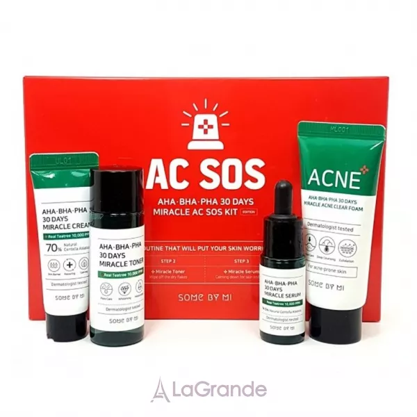 Some By Mi AHA. BHA. PHA 30Days Miracle Ac Sos Kit ����� �������� ��� ���������� ���� (f/foam/30ml + f/toner/30ml + f/ser/10ml + f/cr/20ml)