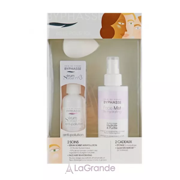 Byphasse Sorbet Serum Anti-pollution �3 Set ���� ��� ���������� �� ����� ���� (f/serum/50ml + f/mist/150ml + sponge)