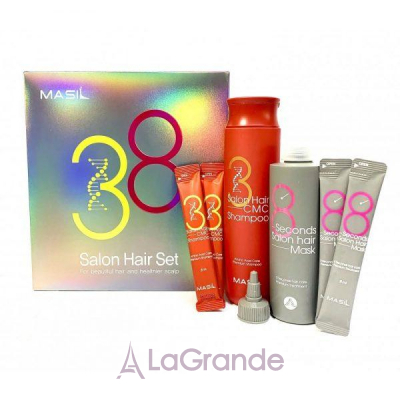 Masil 8 Seconds 38 Salon Hair Set     (mask/200ml+8ml*2ea+ shampoo/300ml+8ml*2)