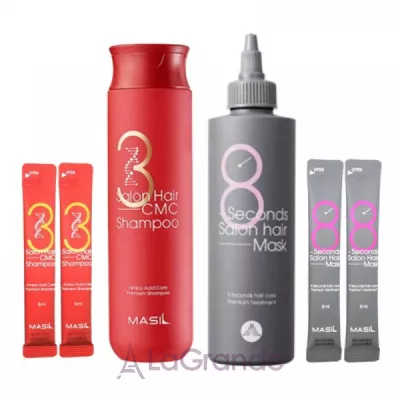 Masil 8 Seconds 38 Salon Hair Set     (mask/200ml+8ml*2ea+ shampoo/300ml+8ml*2)