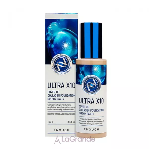 Enough Ultra X10 Cover Up Collagen Foundation SPF50+ PA +++ ����������� ��������� ����