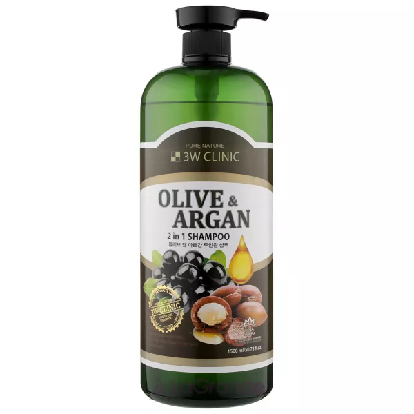 3W Clinic Olive & Argan 2 in 1 Shampoo ������� ��� ������������ ����� � ��������� ������ � ������ �����