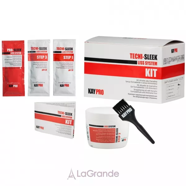 KayPro Tecni-Sleek Liss System Straightening Kit ���� ��� ����������� ������� (shmp/20ml + cr/100ml + mask/20ml + shmp/20ml + brush)