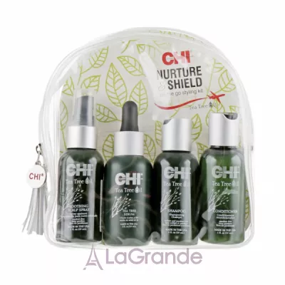 CHI Tea Tree Oil Travel Kit Nature & Shield   (sh/59ml + cond/59ml + ser/59ml + spray/59ml)