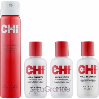 CHI Protect & Hold Travel Kit  (sh/59ml + cond/59ml + h/treat/59ml + spray/74g)
