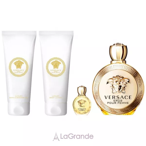 Versace Eros Pour Femme ����� (��������������� ���� 100 �� + ��������������� ���� 5 �� + ���� ��� ���� 100 �� + ������ ��� ���� 100 ��)