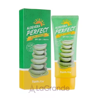FarmStay Aloevera Perfect Sun Cream SPF50+ PA+++     SPF50+