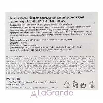 Ivatherm Aquafil Hydra Rich Hydrating Cream Dry    ,      