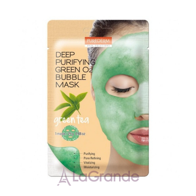 Purederm Deep Purifying Green O2 Bubble Mask Green Tea   