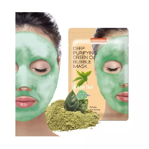 Purederm Deep Purifying Green O2 Bubble Mask Green Tea ��������� ��������� ����� 