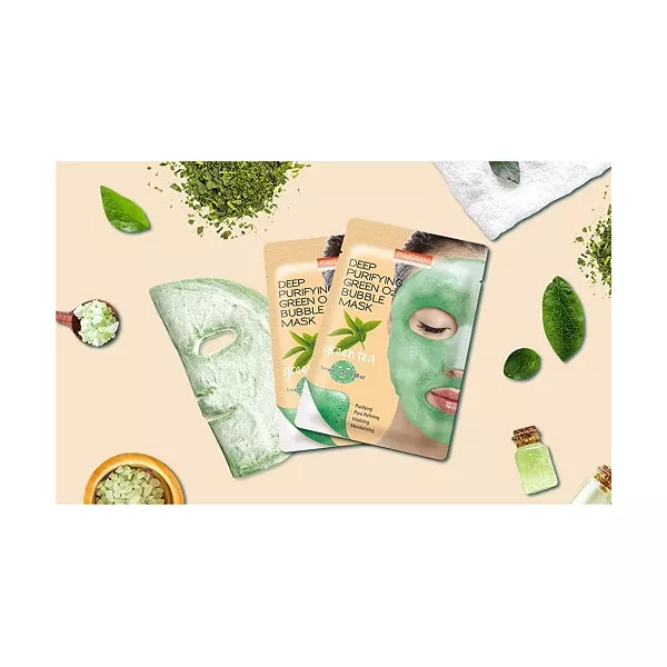 Purederm Deep Purifying Green O2 Bubble Mask Green Tea ��������� ��������� ����� 