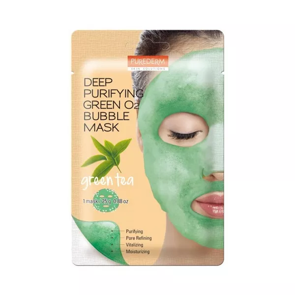 Purederm Deep Purifying Green O2 Bubble Mask Green Tea ��������� ��������� ����� 