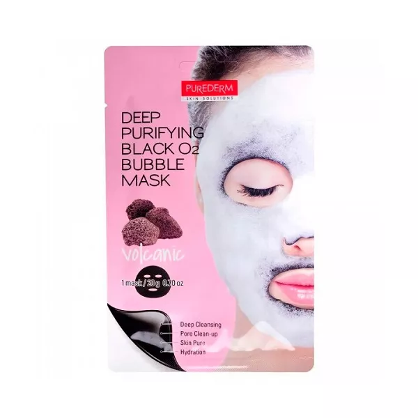 Purederm Deep Purifying Black O2 Bubble Mask Volcanic ������� �������� ������� ����� ��� �������