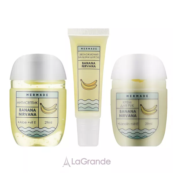 Mermade Banana Nirvana ���������� ����� (h/antiseptic/29ml + lips/balm/10ml + h/cr/29ml)
