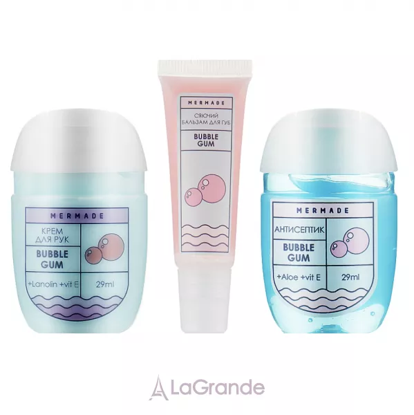 Mermade Bubble Gum ���������� ����� (h/antiseptic/29ml + lips/balm/10ml + h/cr/29ml)