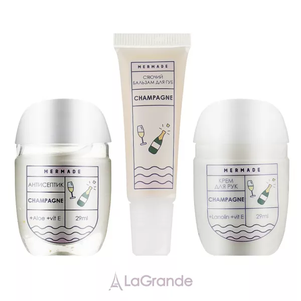 Mermade Champagne ���������� ����� (h/antiseptic/29ml + lips/balm/10ml + h/cr/29ml)