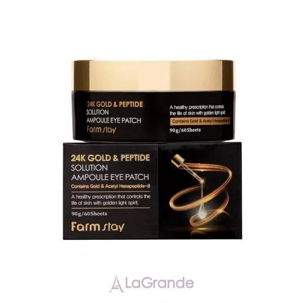 FarmStay 24K Gold & Peptide Solution Ampoule Eye Patch ������������ ����� � 24-� �������� ������� � ���������