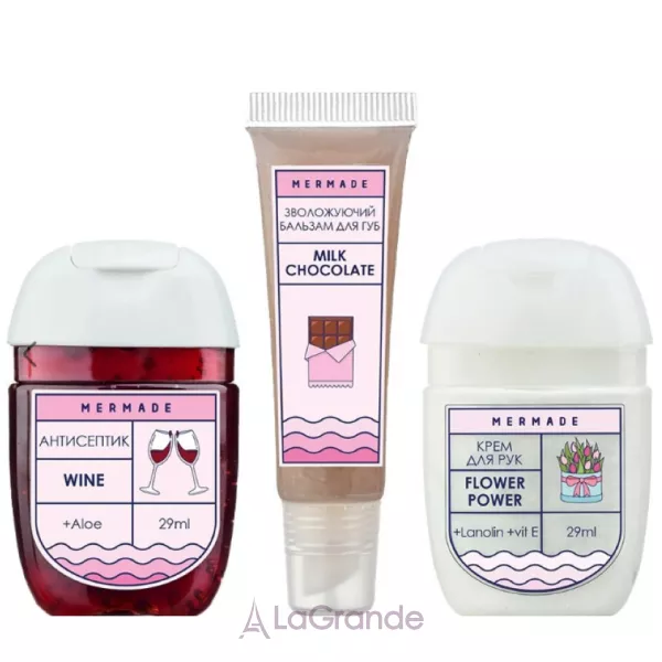 Mermade Let The Party Begin Wine + Milk Chocolate ���������� ����� (h/antiseptic/29ml + lips/balm/10ml + h/cr/29ml)
