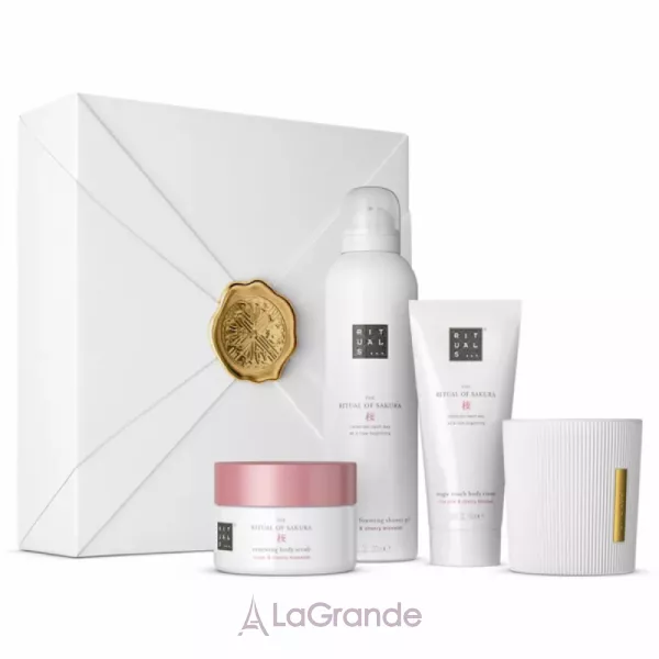 The ritual of sakura Renewing Routine new ���������� ����� ��� ���� (sh/f/200ml + b/scr/125ml + b/cr/100ml + sc/cnd/140g)