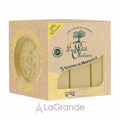 Le Petit Olivier 3 traditional Marseille Soaps Glycerin   