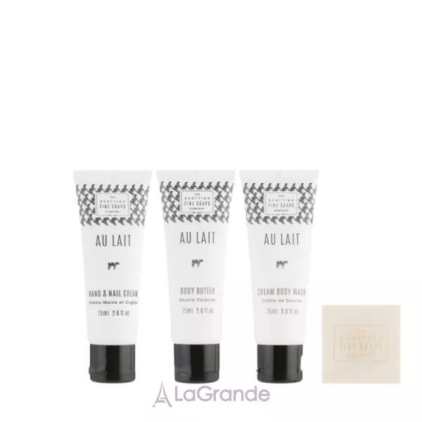 Scottish Fine Soaps Au Lait Luxurious Gift Set (b/cr/75ml + sh/cr/75ml + h/cr/75ml + soap/40ml) ���� (���� ��� ��� , 75 �� + ���� ��� ����, 75 �� + ���� ��� ��� , 75 �� + ���� , 40 �)