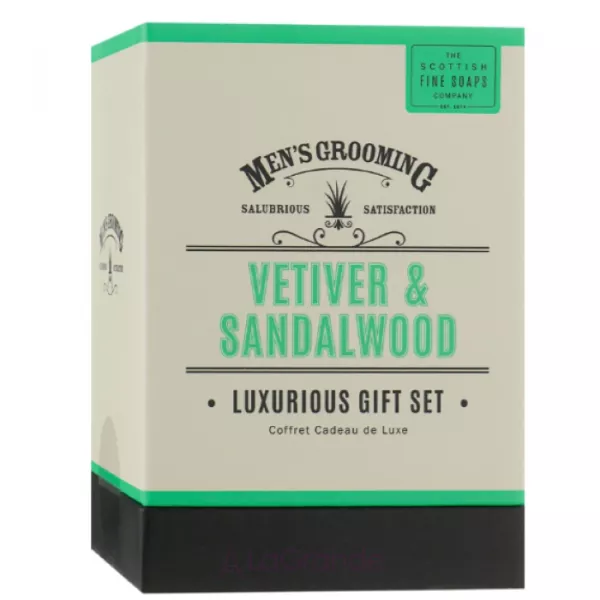 Scottish Fine Soaps Luxurius Giftset Vetiver & Sandalwood ����� (scrub/75ml + shaving/cr/75ml + a/sh/balm/75ml + soap/40g)