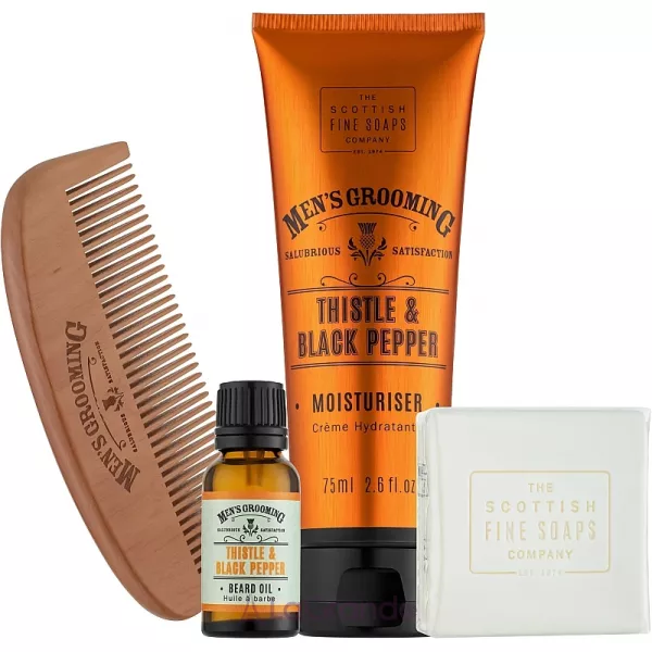 Scottish Fine Soaps Men�s Grooming Thistle & Black Pepper ����� ��� ������  (soap/40g + oil/20ml + f/cr/75ml + comb)